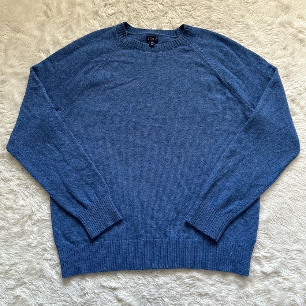 J. Crew Factory Sweater Mens Crewneck in Supersoft Lambswool Blend Blue XXL